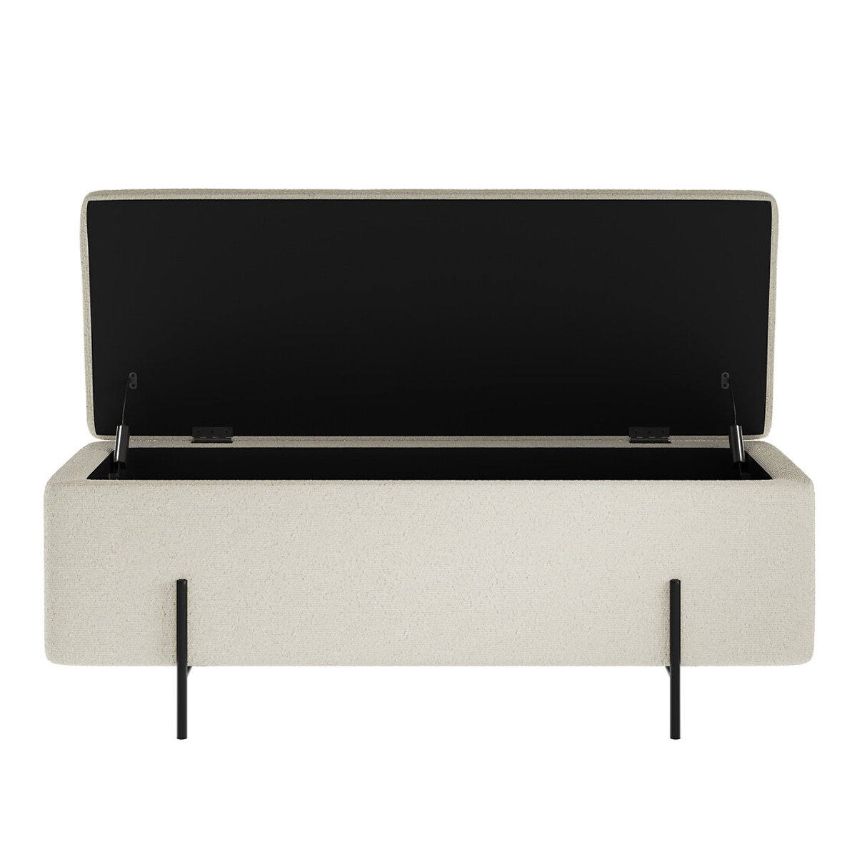 Bouclé Storage Ottoman Bench ivory, SO'HOME