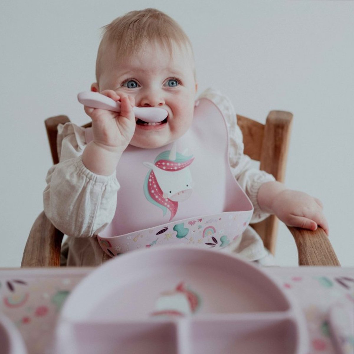 Assiette compartimentée en silicone avec ventouse ANIMAUX ANIMAUX rose, SASSI