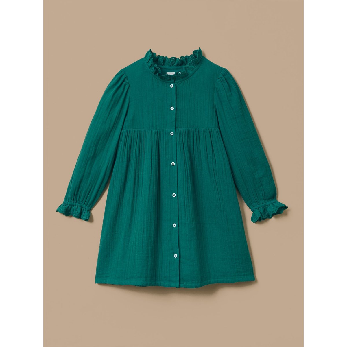 Robe gaze de coton vert pin, CYRILLUS