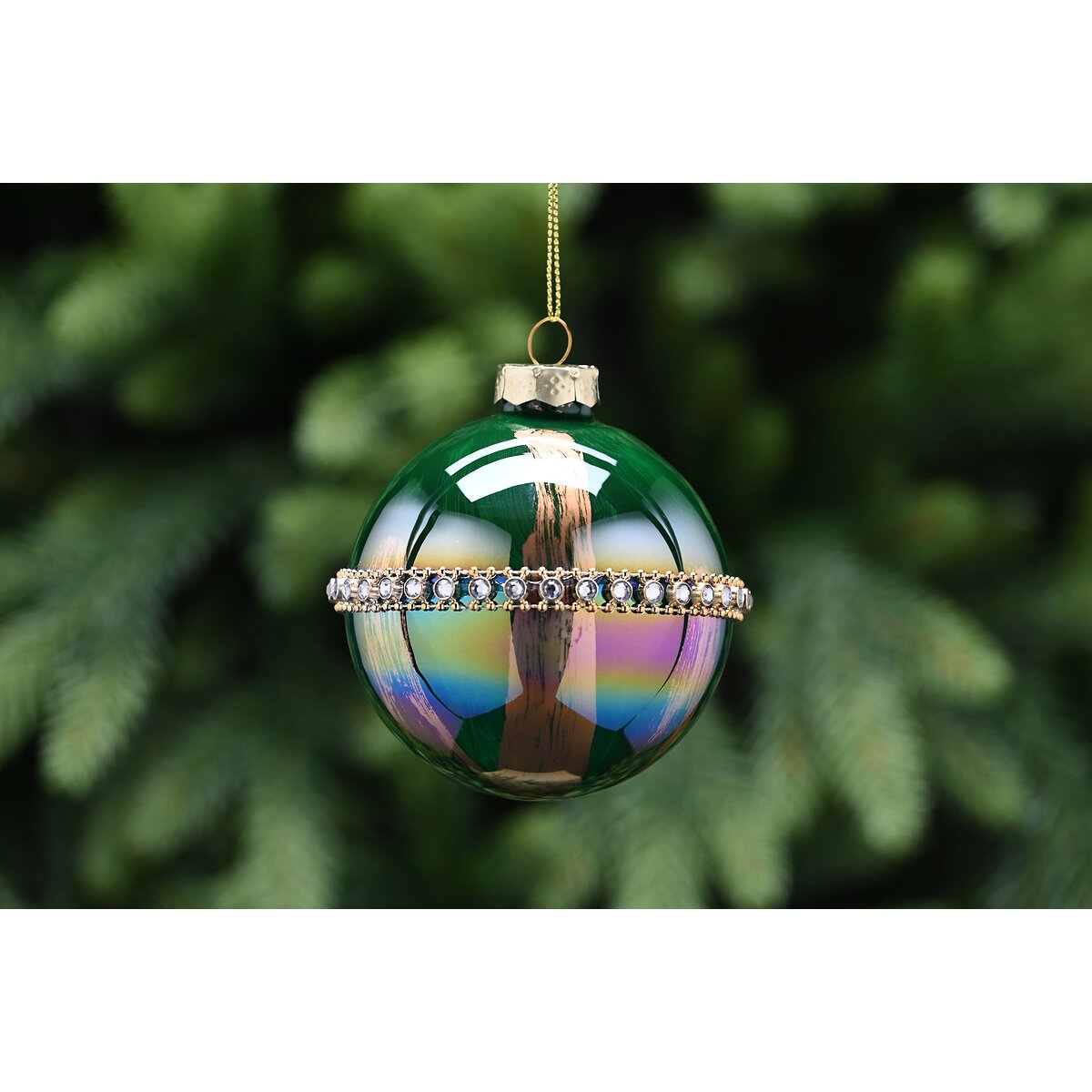 Set of 3 Oil-Slick baubles multi-coloured, SO'HOME