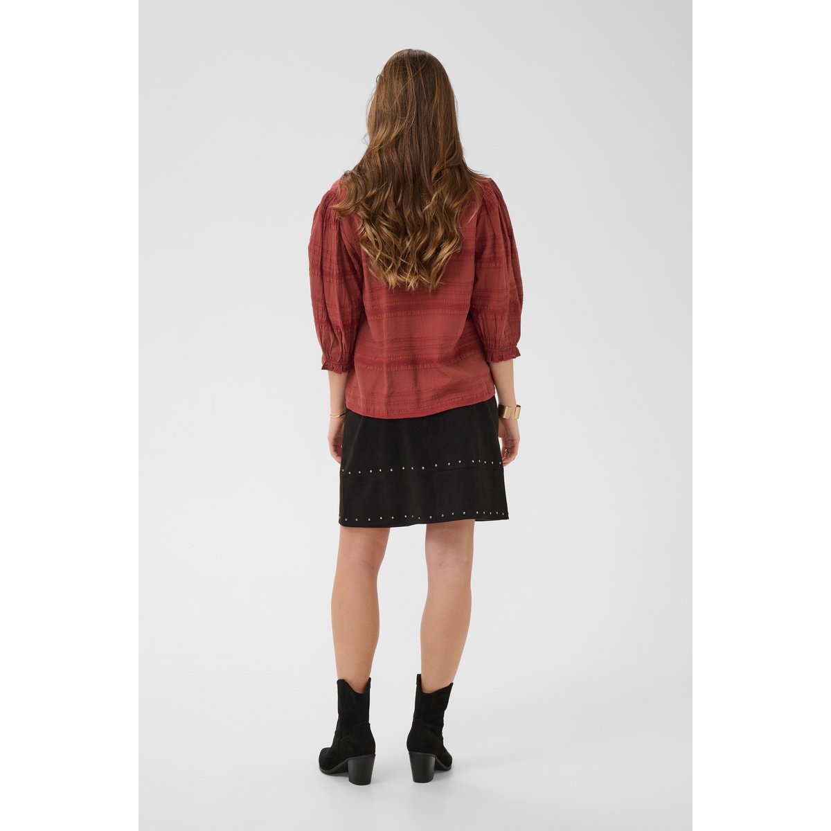 Blouse à manches courtes marron brandy snifter, CREAM