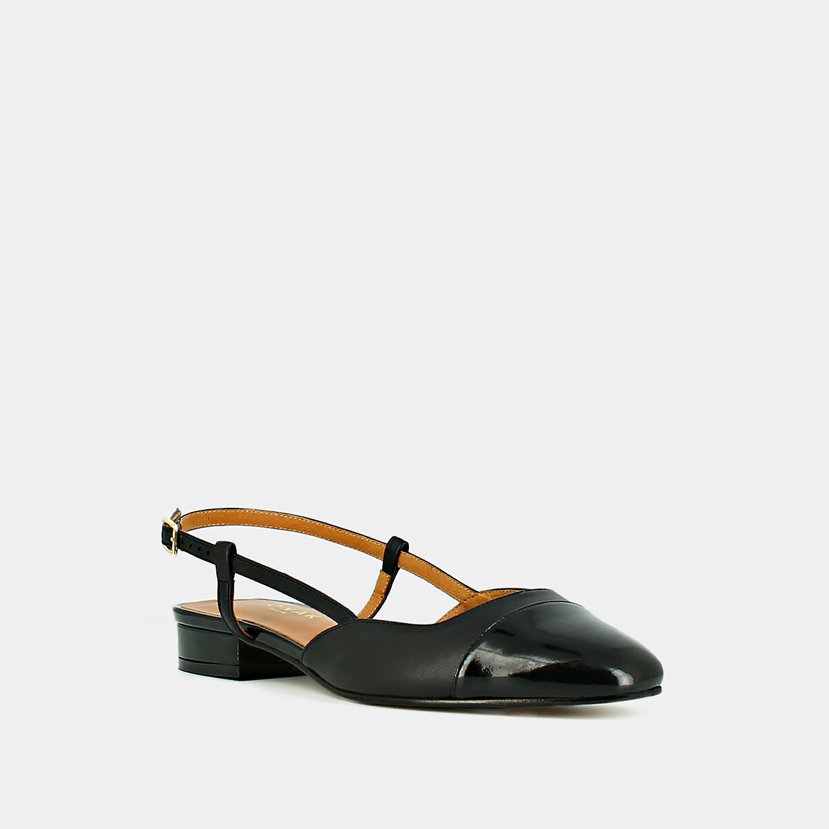 Ballerine pelle con tacco Dhapou nero , JONAK