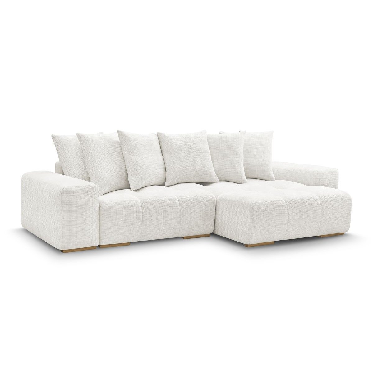 Canapé d'angle convertible 4 places en tissu texturé, ANAKIN blanc, BOBOCHIC