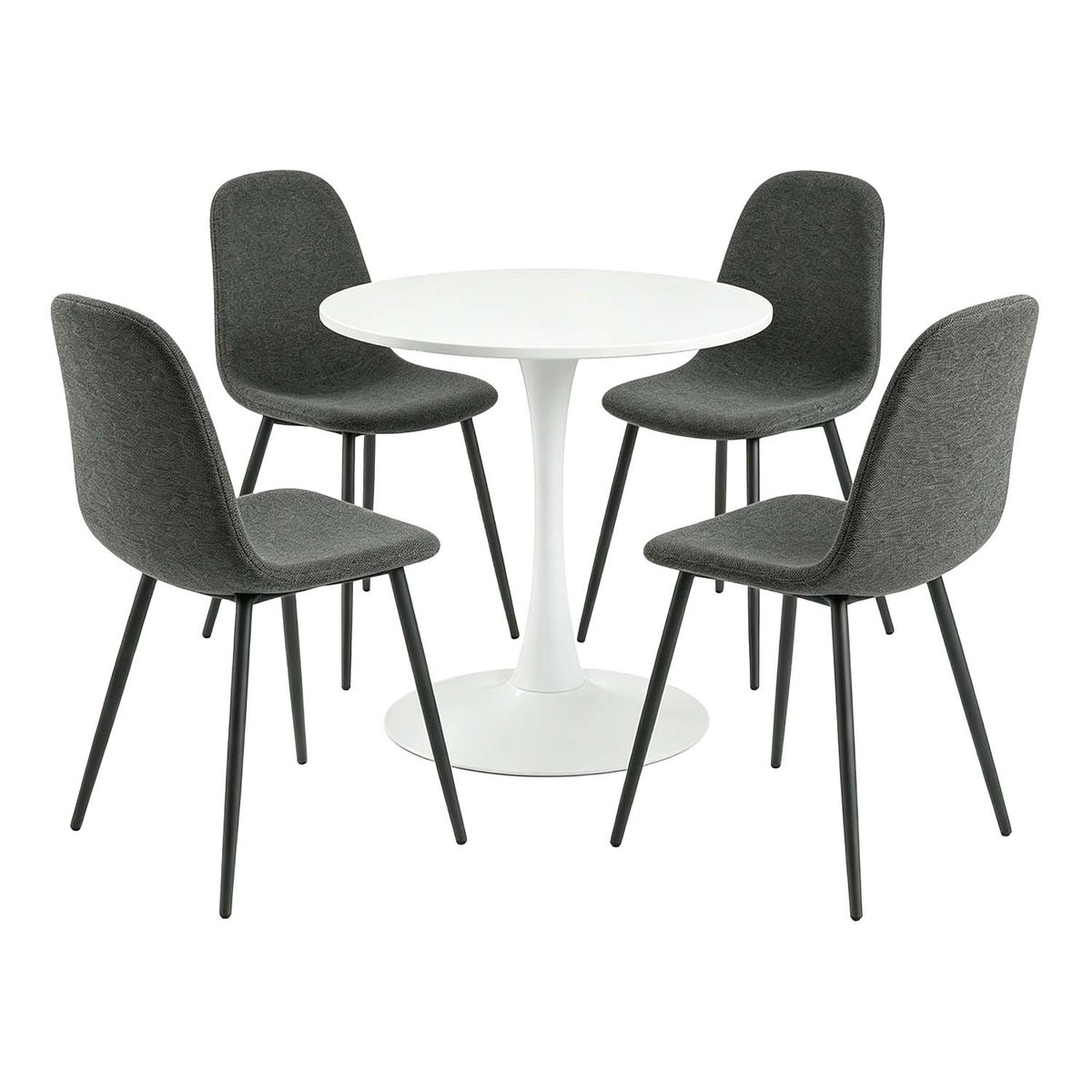 Ensemble de table à manger ronde avec 4 chaises, CLIFTWCHARLTON gris foncé, MEUBLES COSY