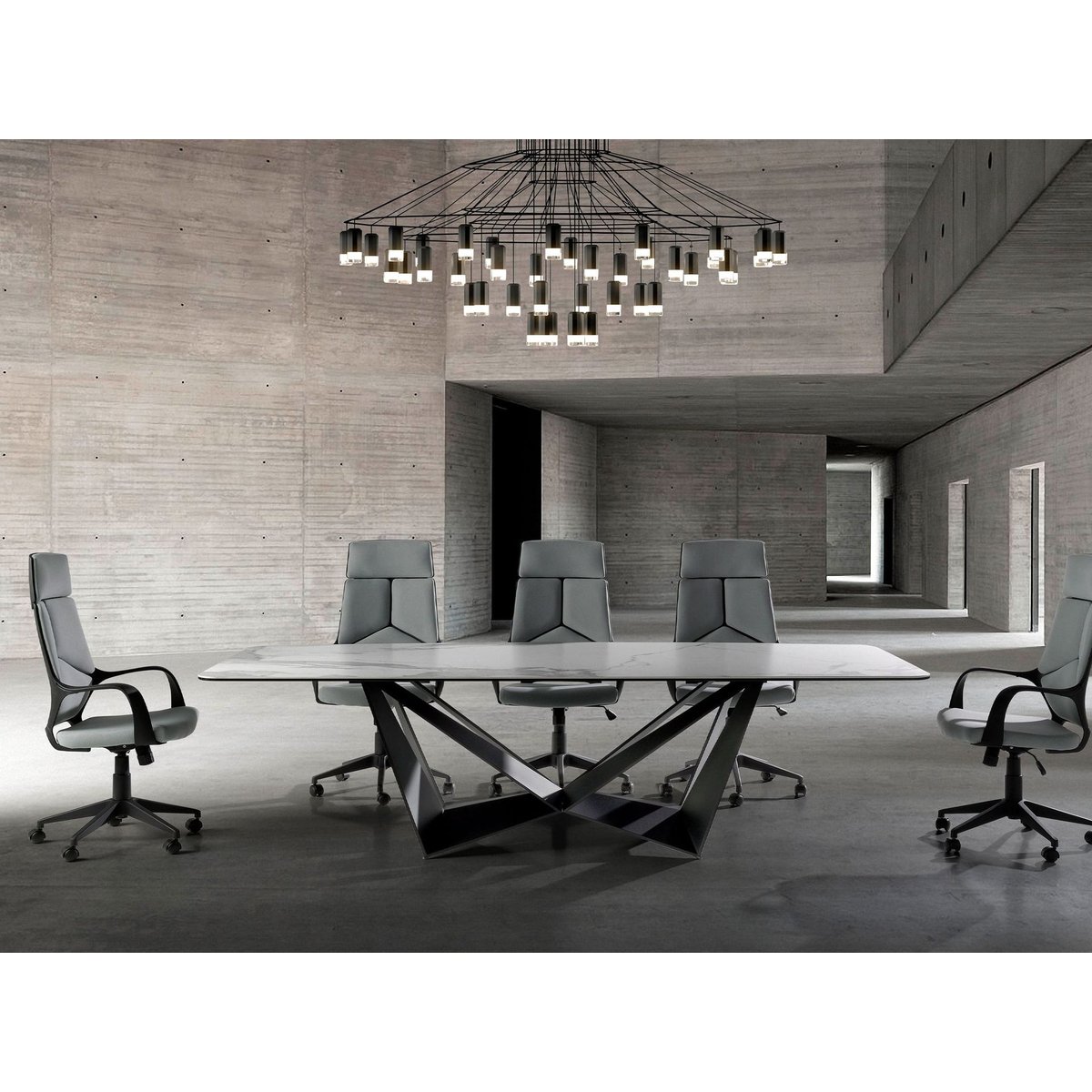 Fauteuil de bureau pivotante en tissu gris clair et pvc noir grey | black, ANGEL CERDA