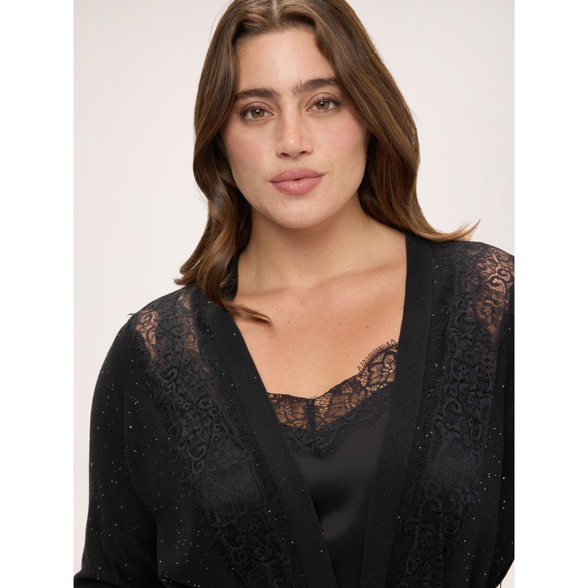 Cardigan avec micro paillettes noir, FIORELLA RUBINO
