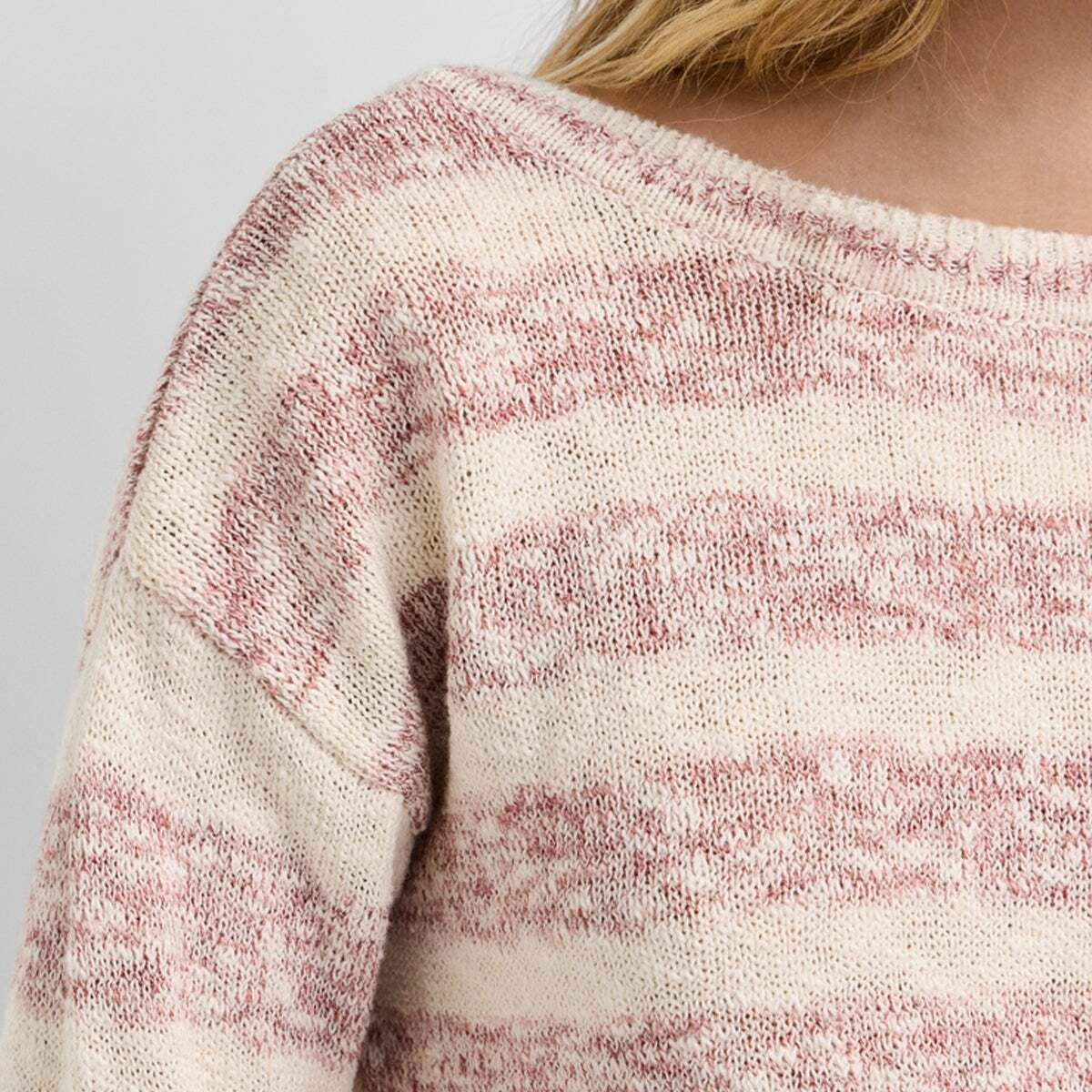 Pull En Crochet À Rayures rose poudre rose, PEPE JEANS