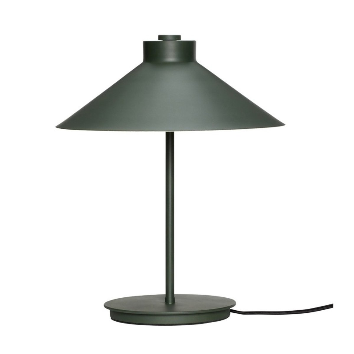 Lampe de table design conique métal vert kaki, HUBSCH