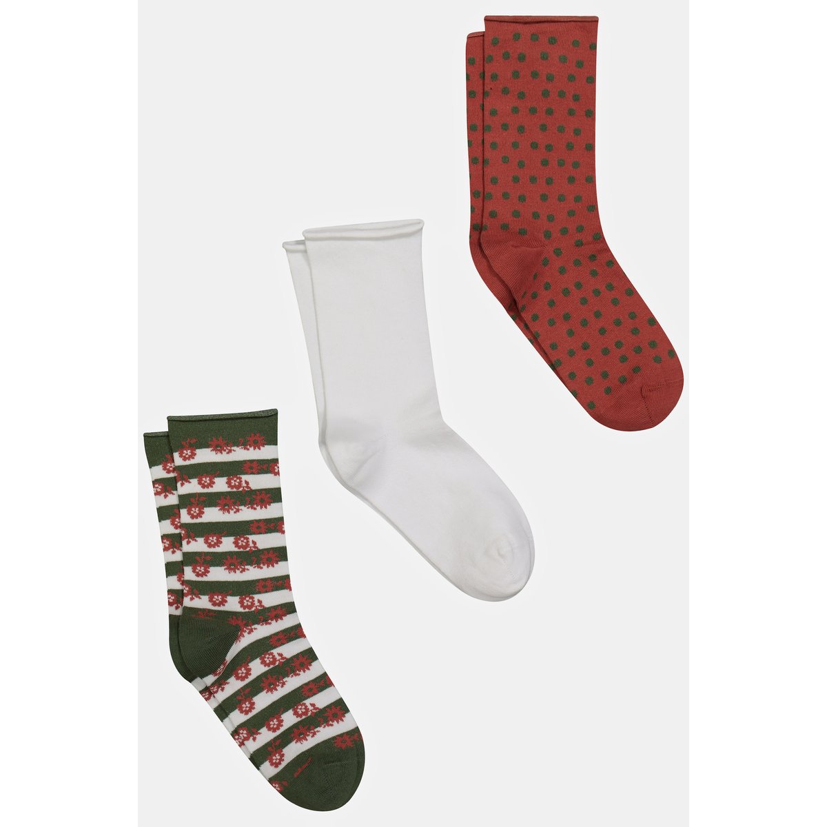 Chaussettes, lot de 3. Petites fleurs multicolore, ULLA POPKEN