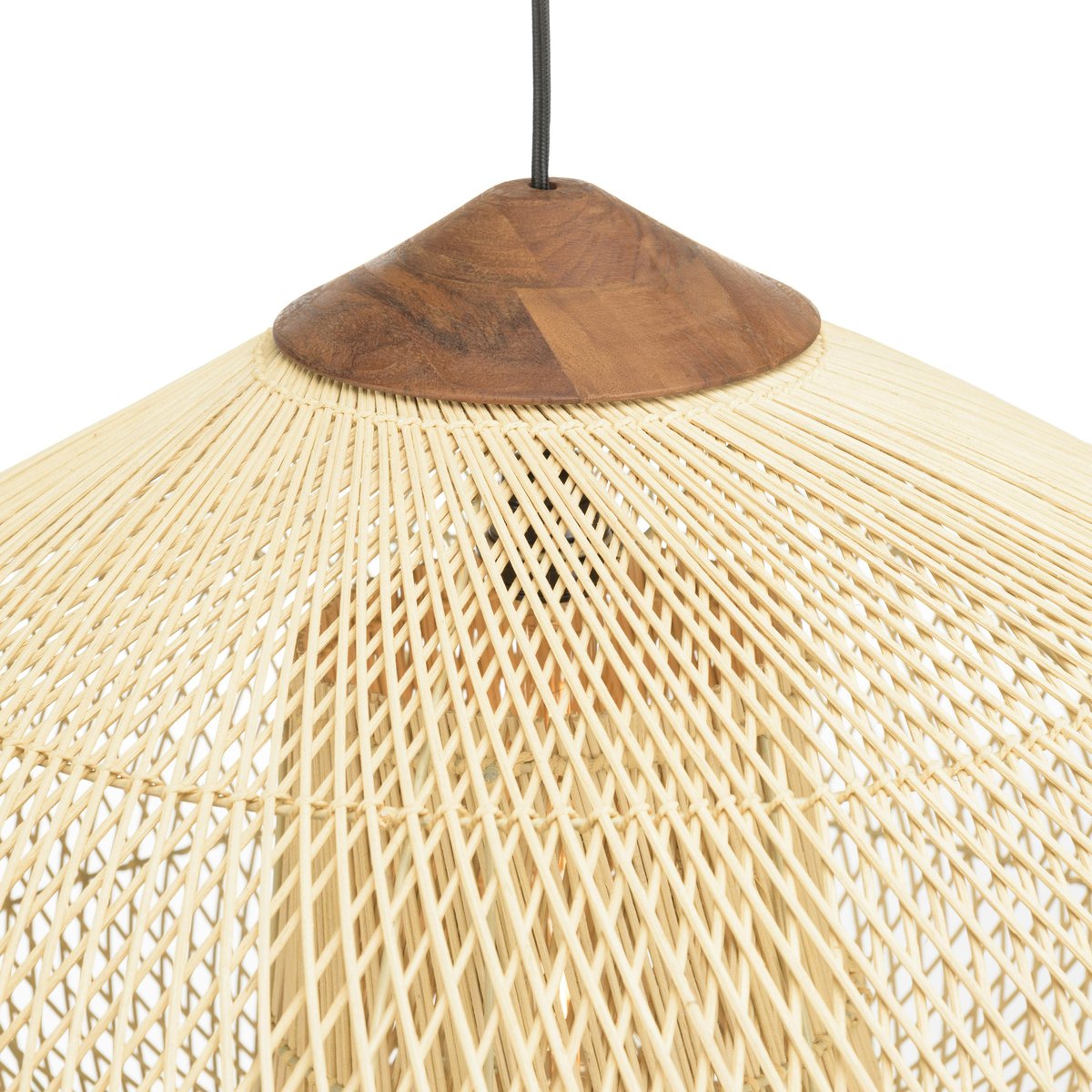 Suspension entonnoir en rotin 80cm FOLELLI ecru, PIER IMPORT