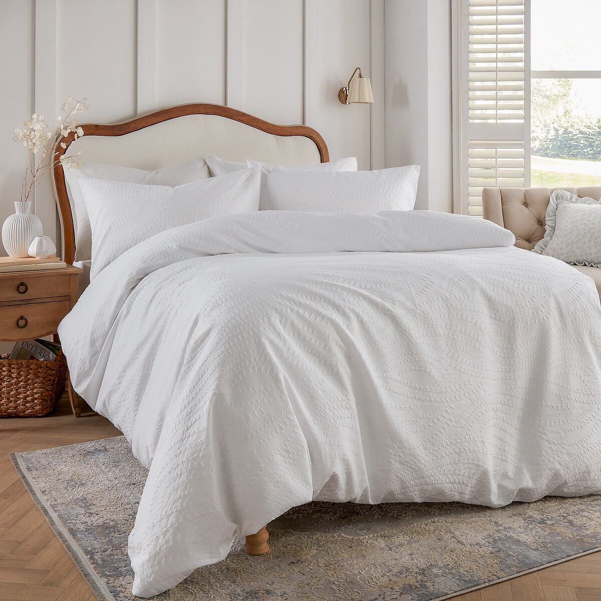 Nature Georgia Heat Pressed Duvet Cover and Pillowcase Set white, WYLDER