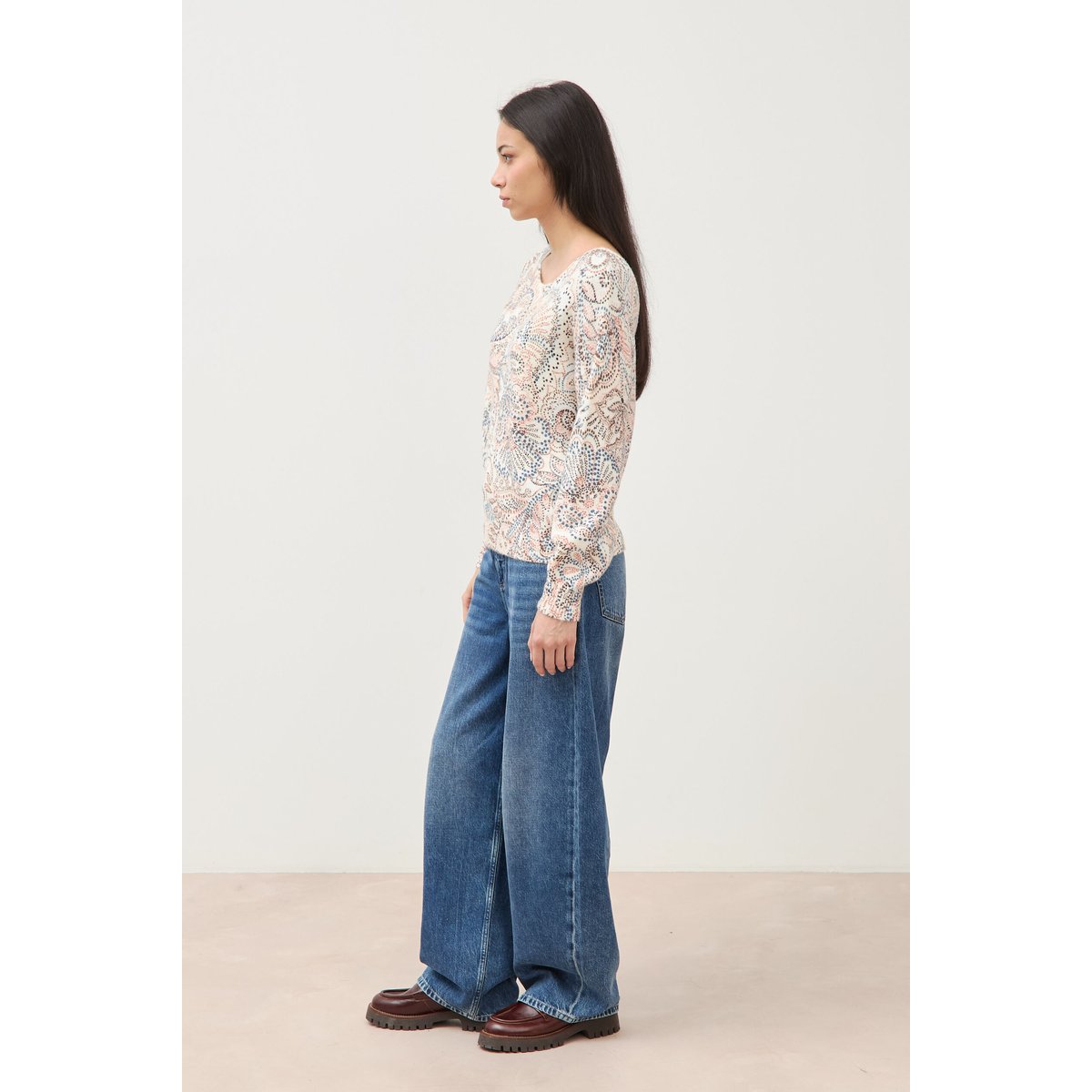 Pull col bateau manches longues ecru, BONOBO