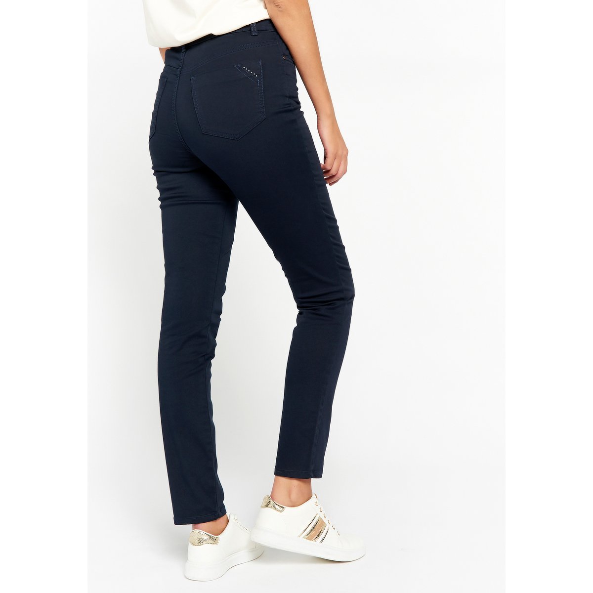 Pantalon skinny taille haute bleu marine, LOLALIZA