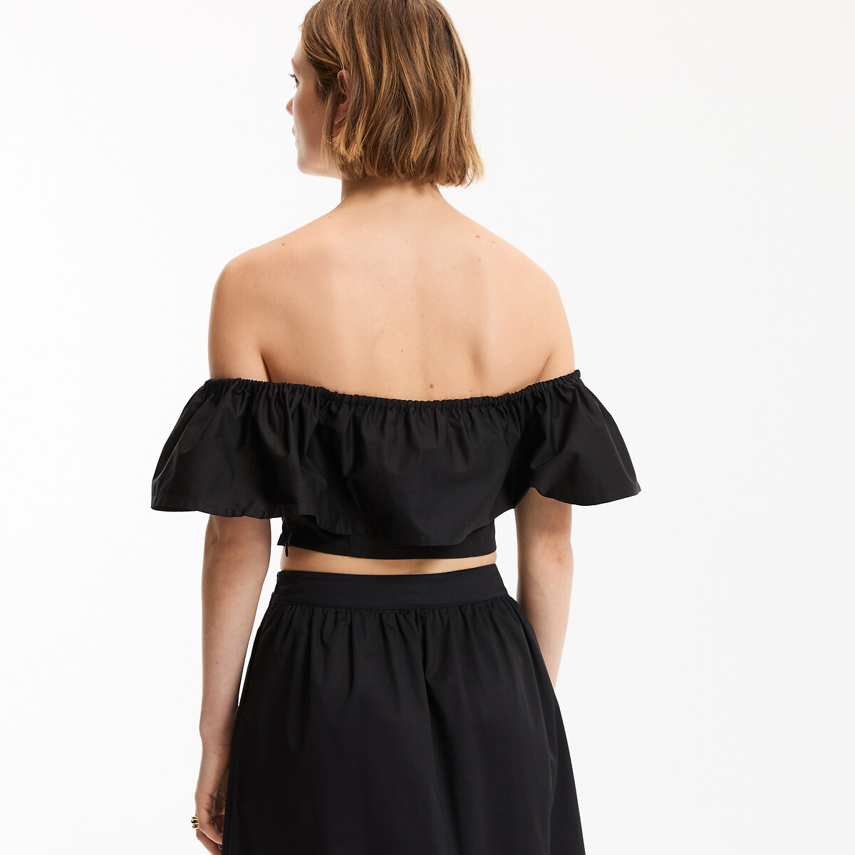 Top bustier court à volant noir, LA REDOUTE COLLECTIONS
