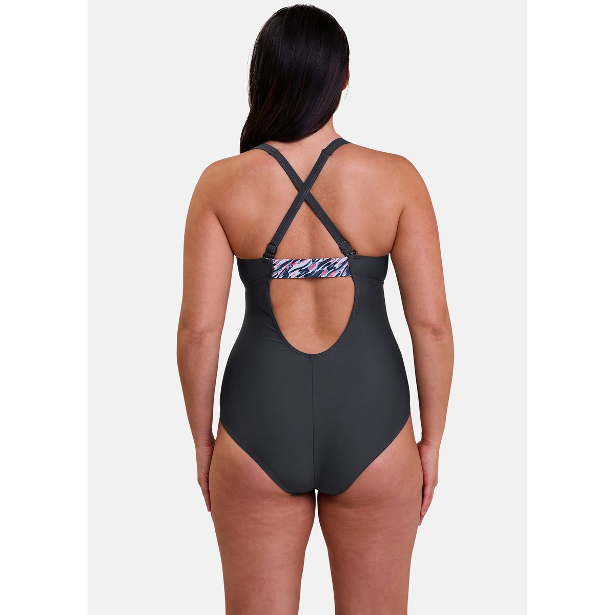 Maillot de bain une pièce BONDI BEACH gris & graphique, SANS COMPLEXE