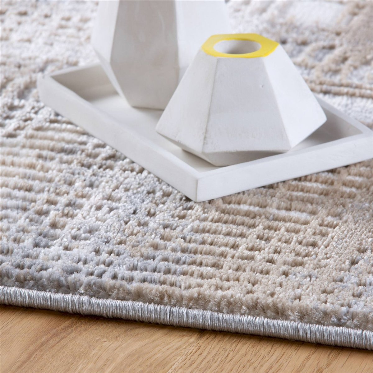 Tapis effet relief 3d, Sail taupe sable clair et gris perle, ARTE ESPINA