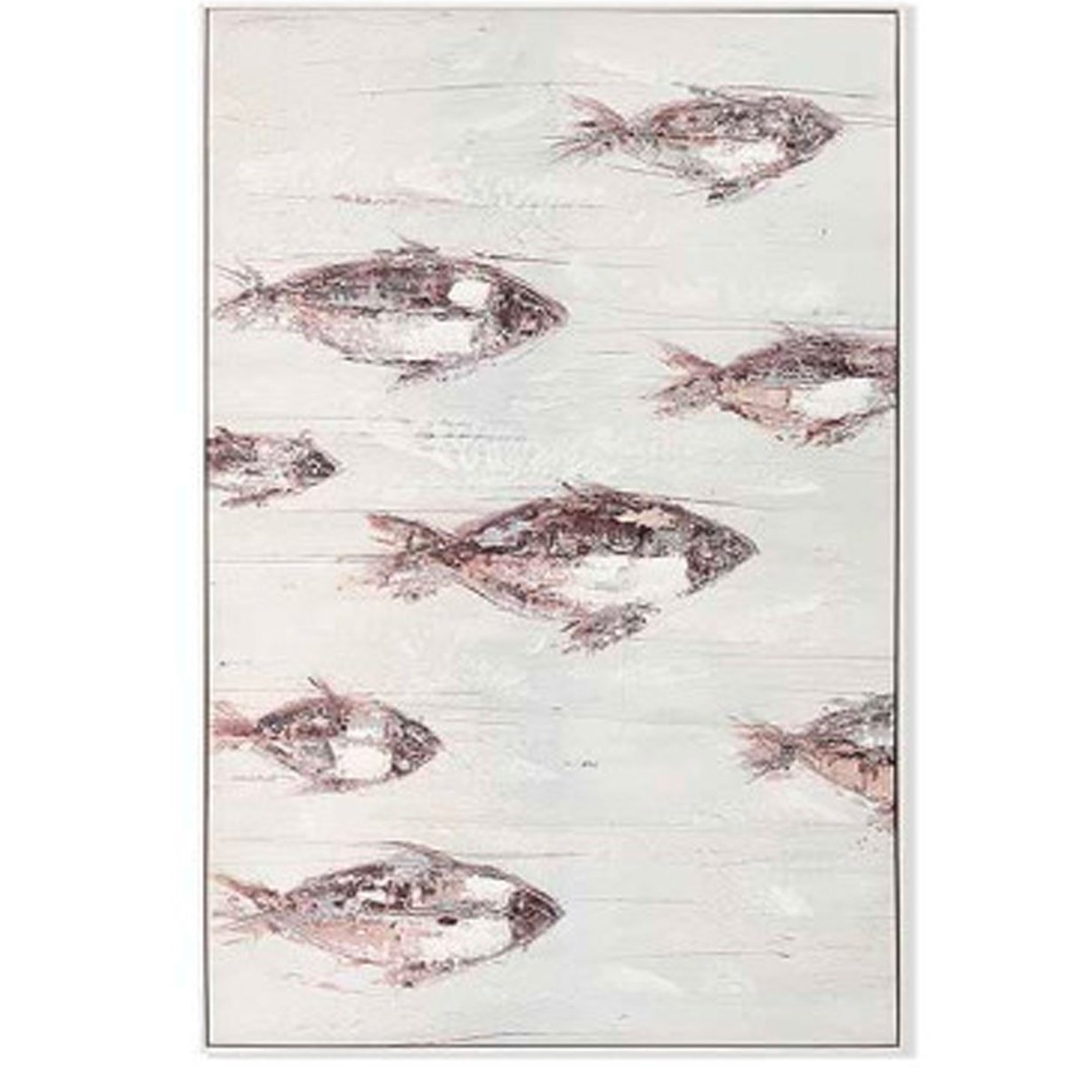 Set de 2 cadres décoratifs bord de mer poissons 82x122cm blanc, WADIGA