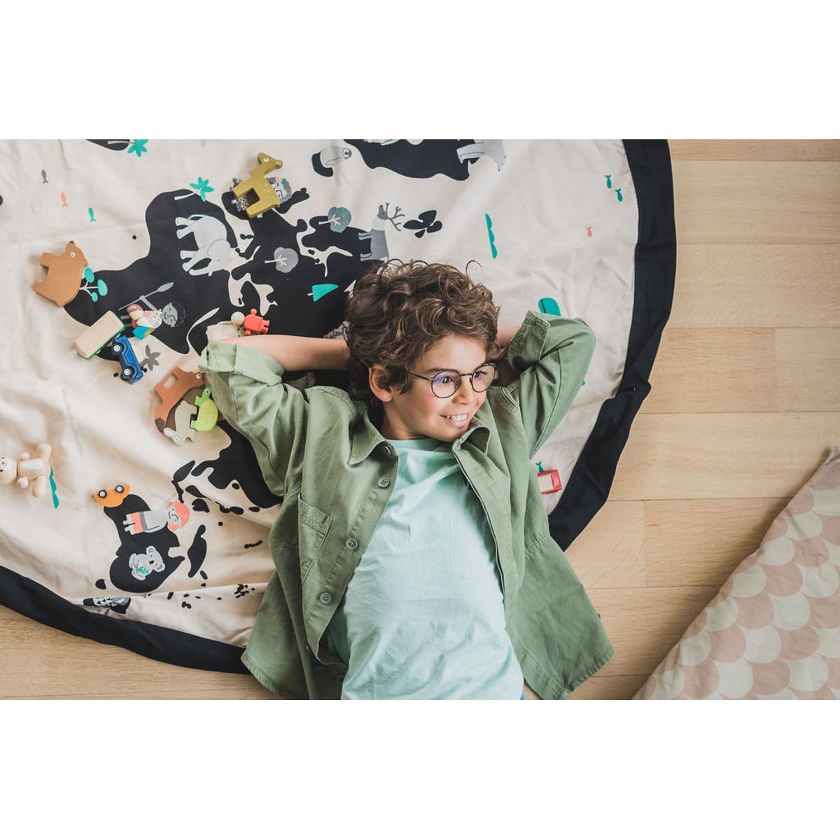 play&go - tapis de jeu & sac à jouets - worldmap/stars ecru/noir, PLAY ET GO