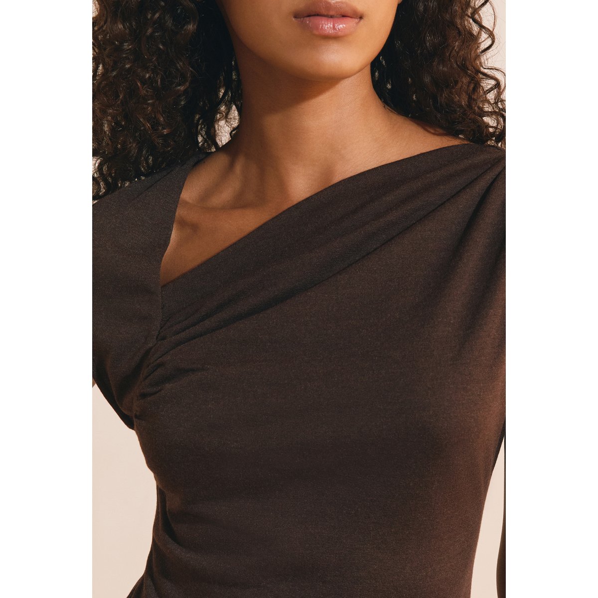 Robe midi asymétrique RAGNAR chocolat, ETAM