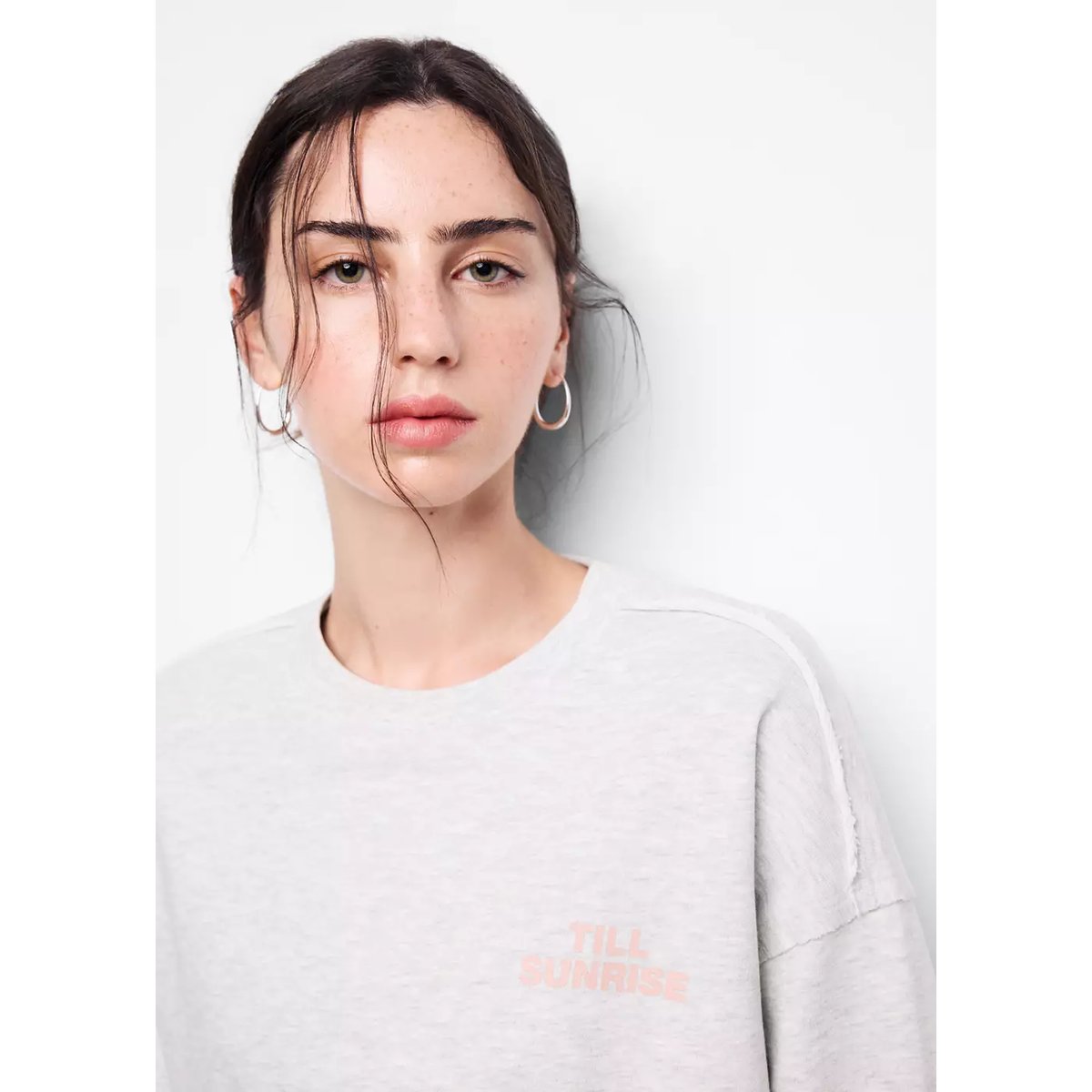 Sweat inscription imprimée gris chiné clair, MANGO TEEN