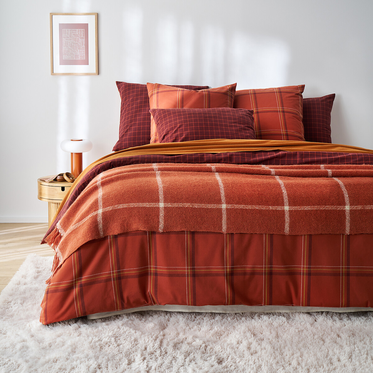 Varna Brushed Cotton Duvet Cover checked, LA REDOUTE INTERIEURS