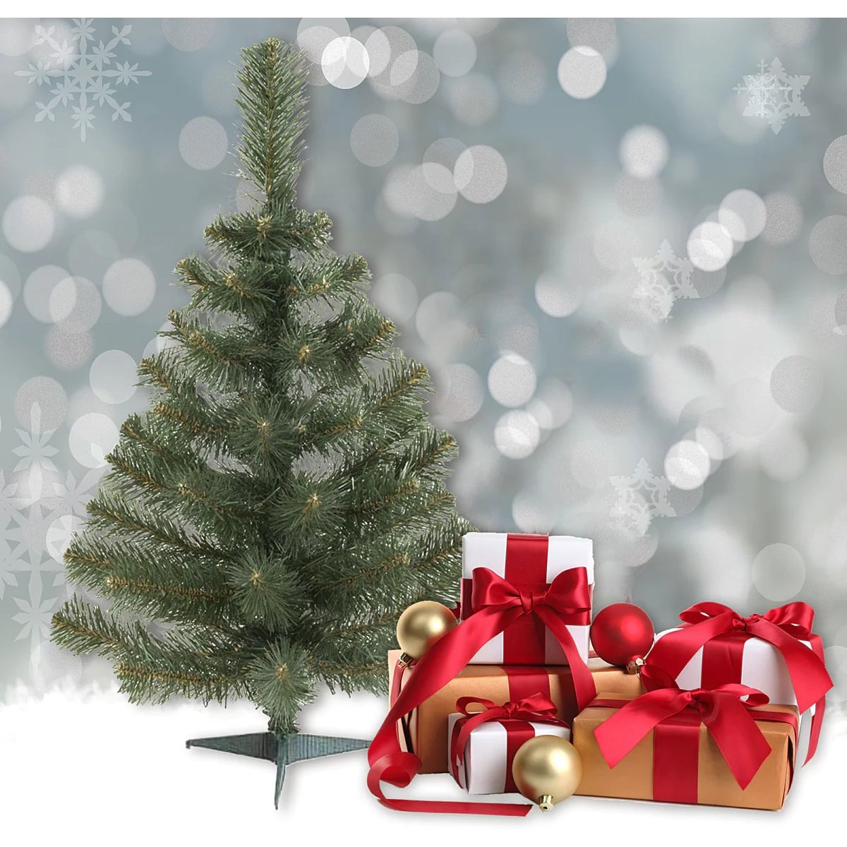 Sapin de Noël avec pied en plastique vert, EDEN
