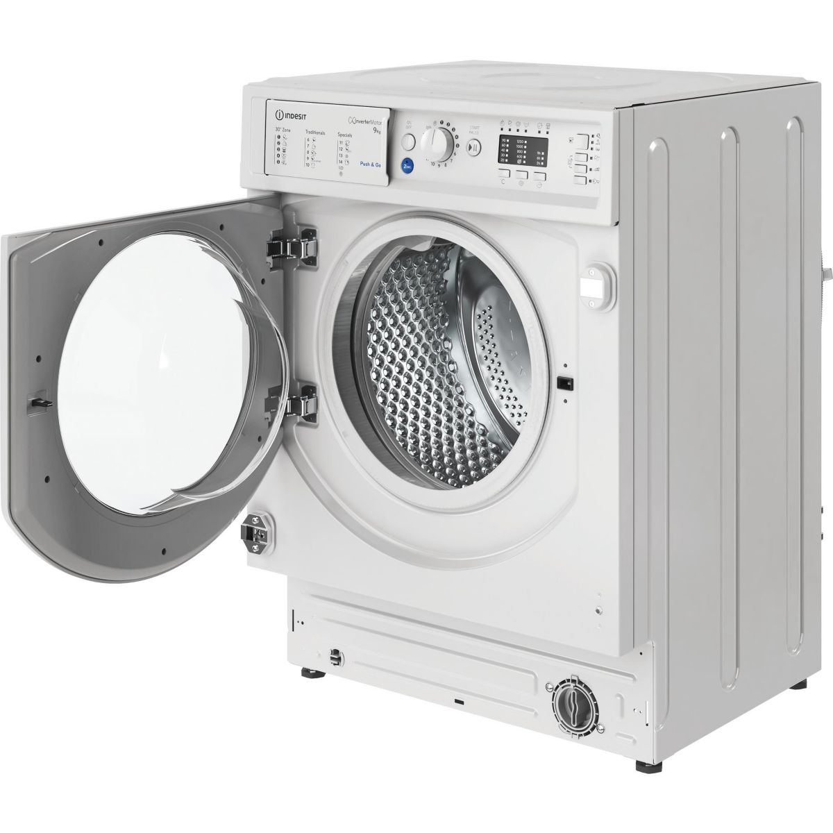 Lave linge hublot encastrable BIWMIL9146FR - 9 kg - 1400 tr/min - Classe A - Moteur induction blanc, INDESIT