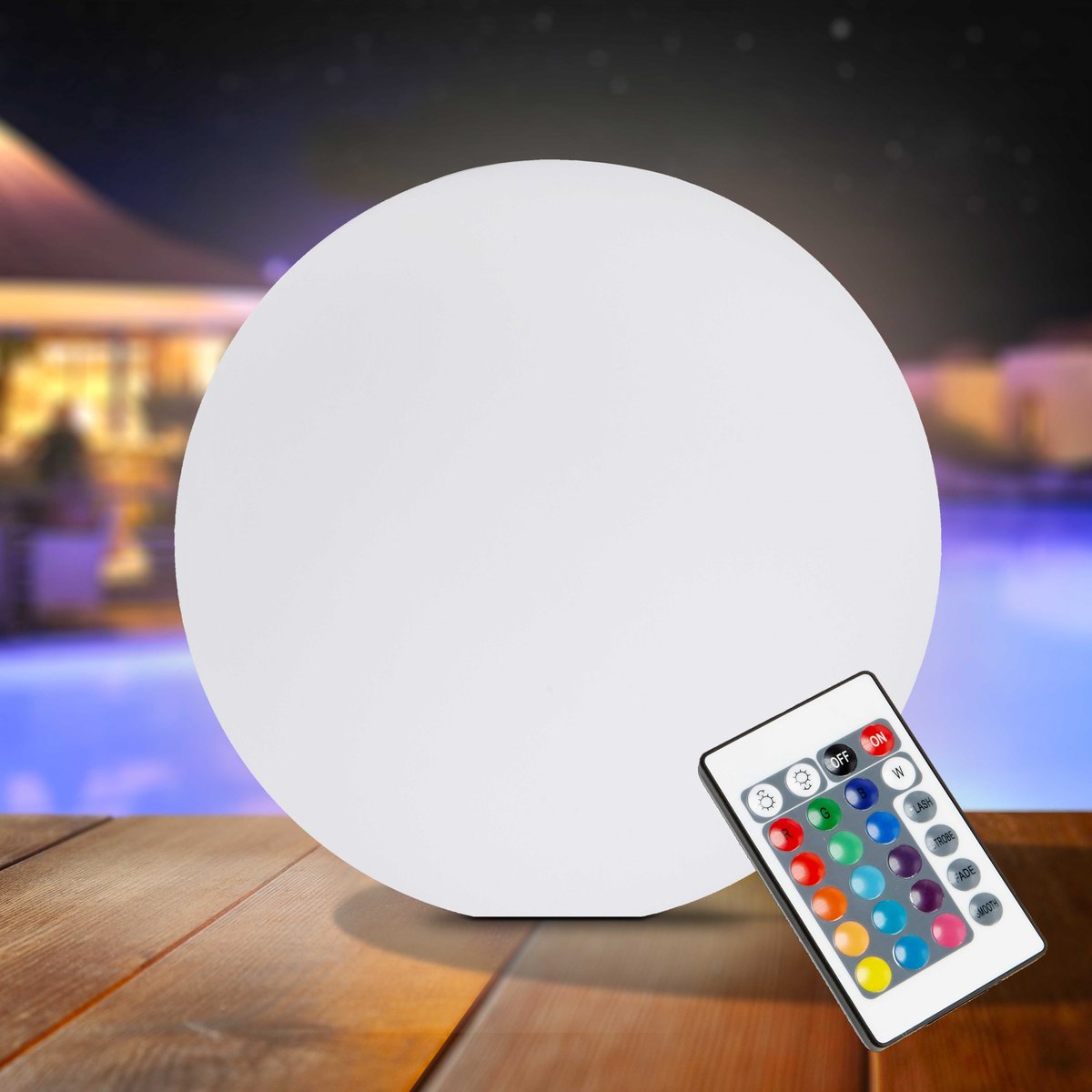 Boule lumineuse LED, 16 teintes (Ø40 cm) blanc, OVIALA