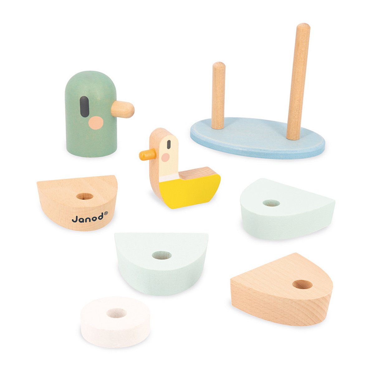 Jouet D'eveil Empilable En Bois Canard multicolore, JANOD