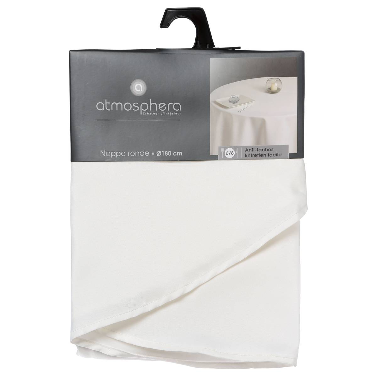 Nappe ronde anti-tâche LALLIE ivoire, ATMOSPHERA