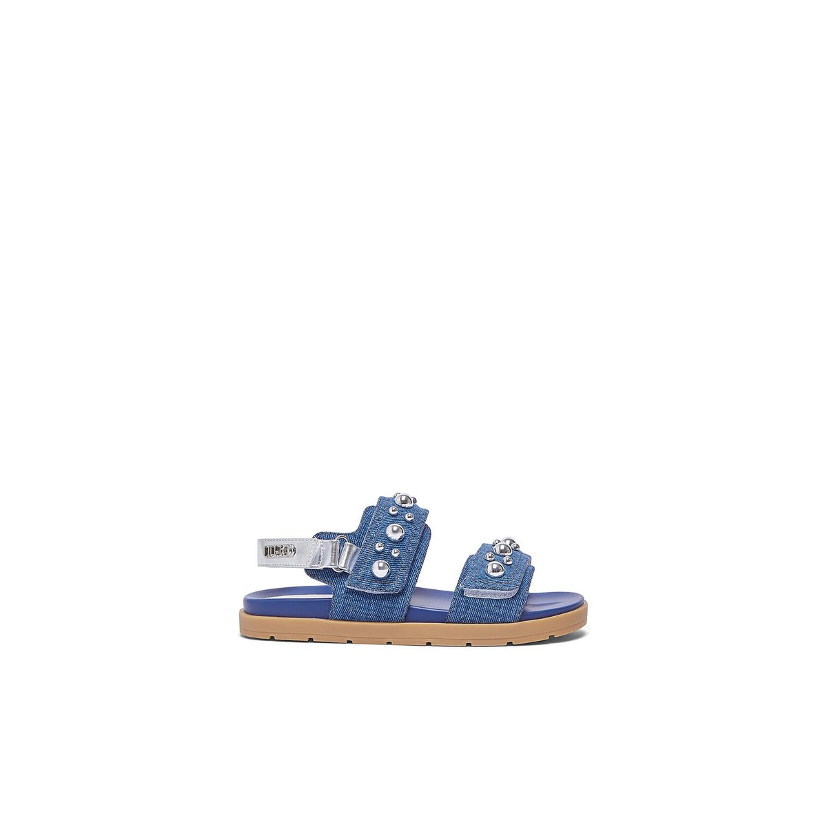 Sandales en toile denim avec clous bleu foncé, LIU JO