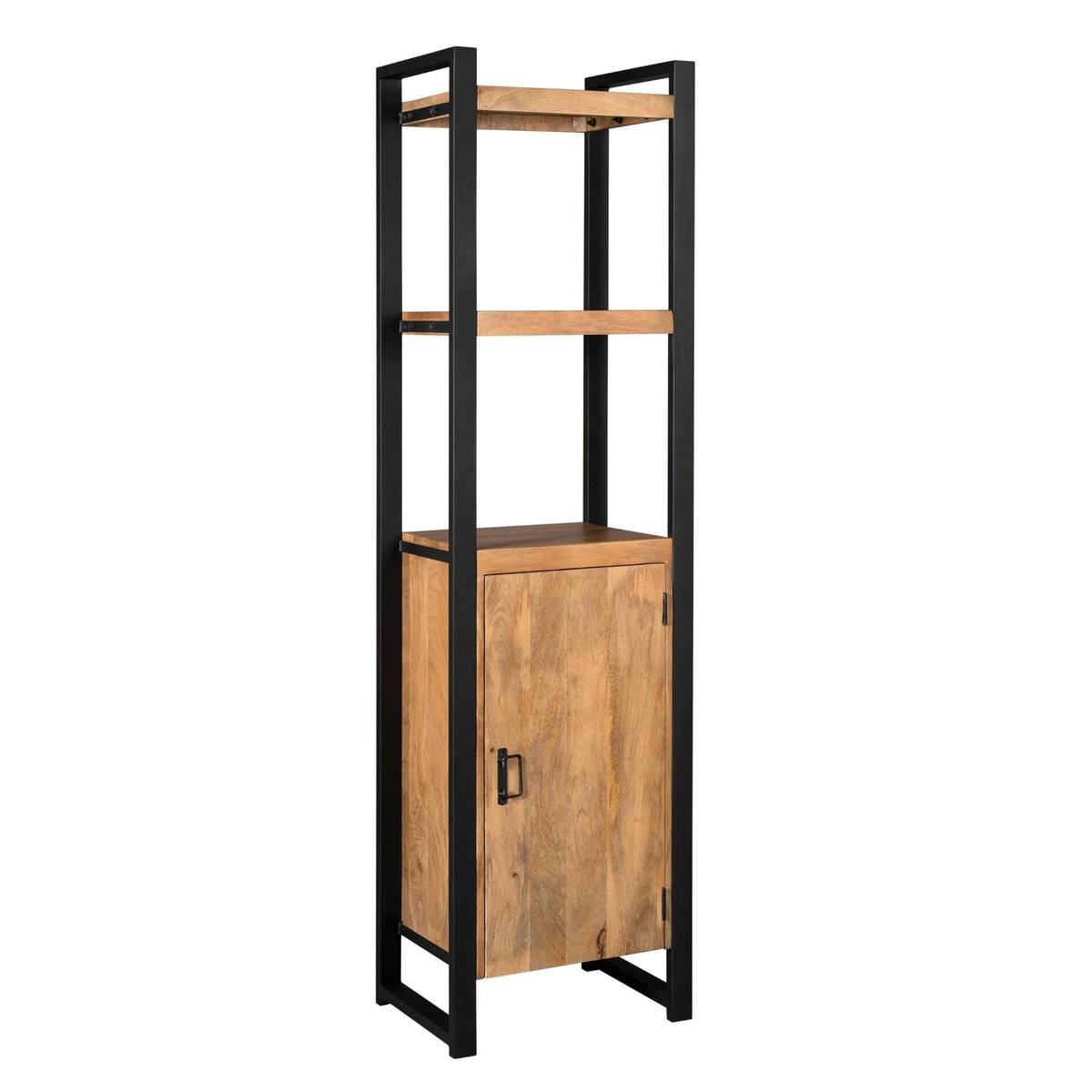 Colonne étagère en bois 1 porte 2 niches MILORA naturel, PIER IMPORT