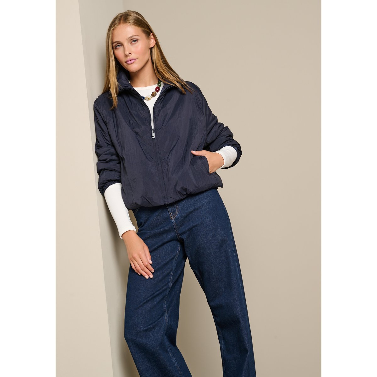 Veste sport zippée bleu marine, LOLALIZA