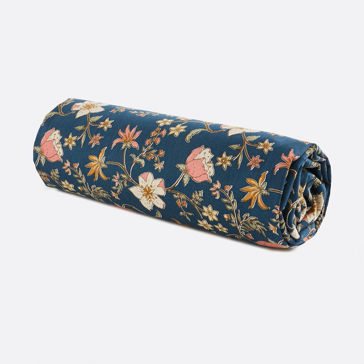Drap-housse 30% coton recyclé bon. 25 cm, Jasmine imprimé fond bleu, LA REDOUTE INTERIEURS