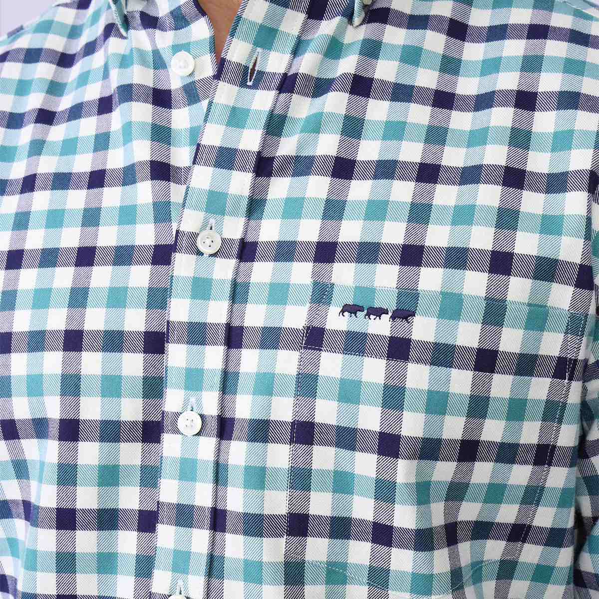 Chemise à carreaux Heland bleu petrole, MISE AU GREEN