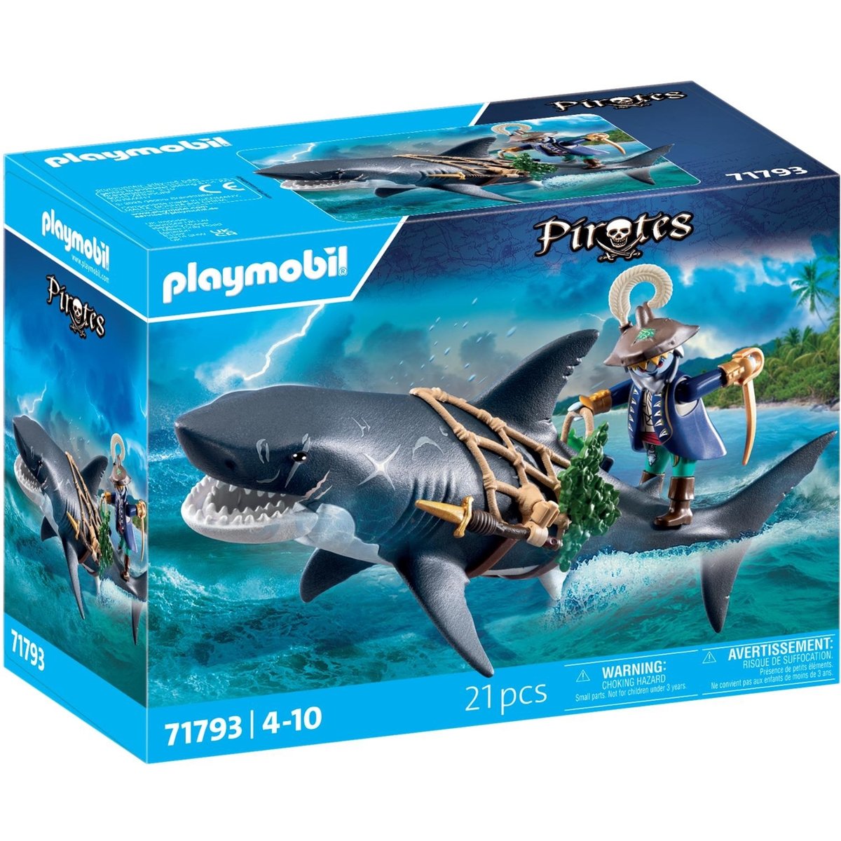 et requin géant avec mâchoire articulée multicolore, PLAYMOBIL