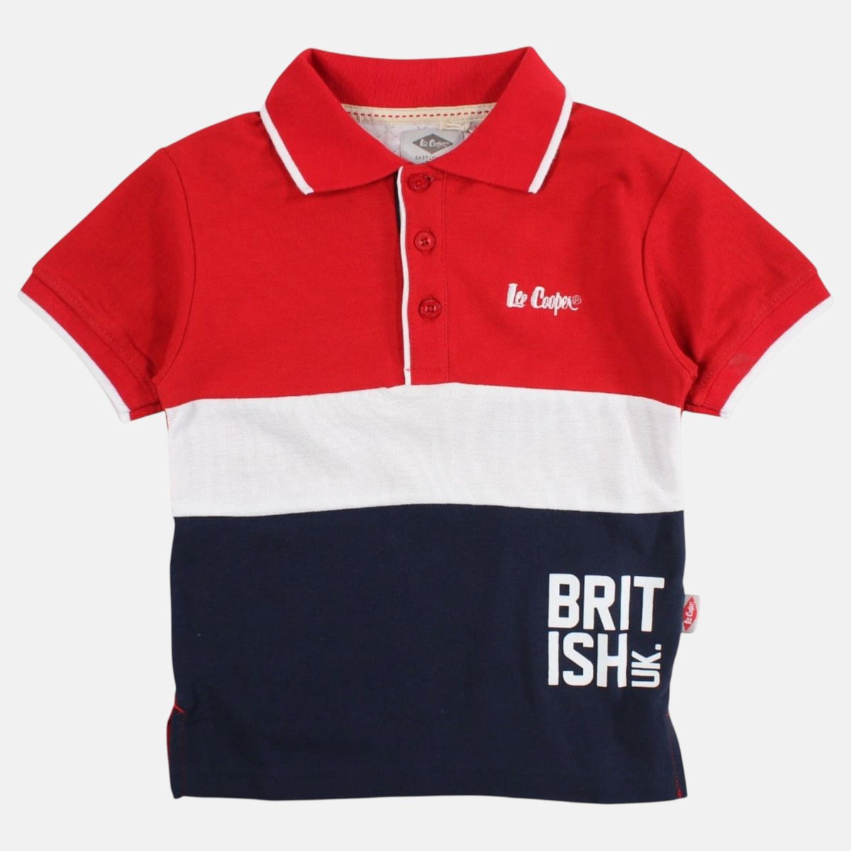 Polo manches courtes imprimé, col chemise RUGBY rouge, LEE COOPER