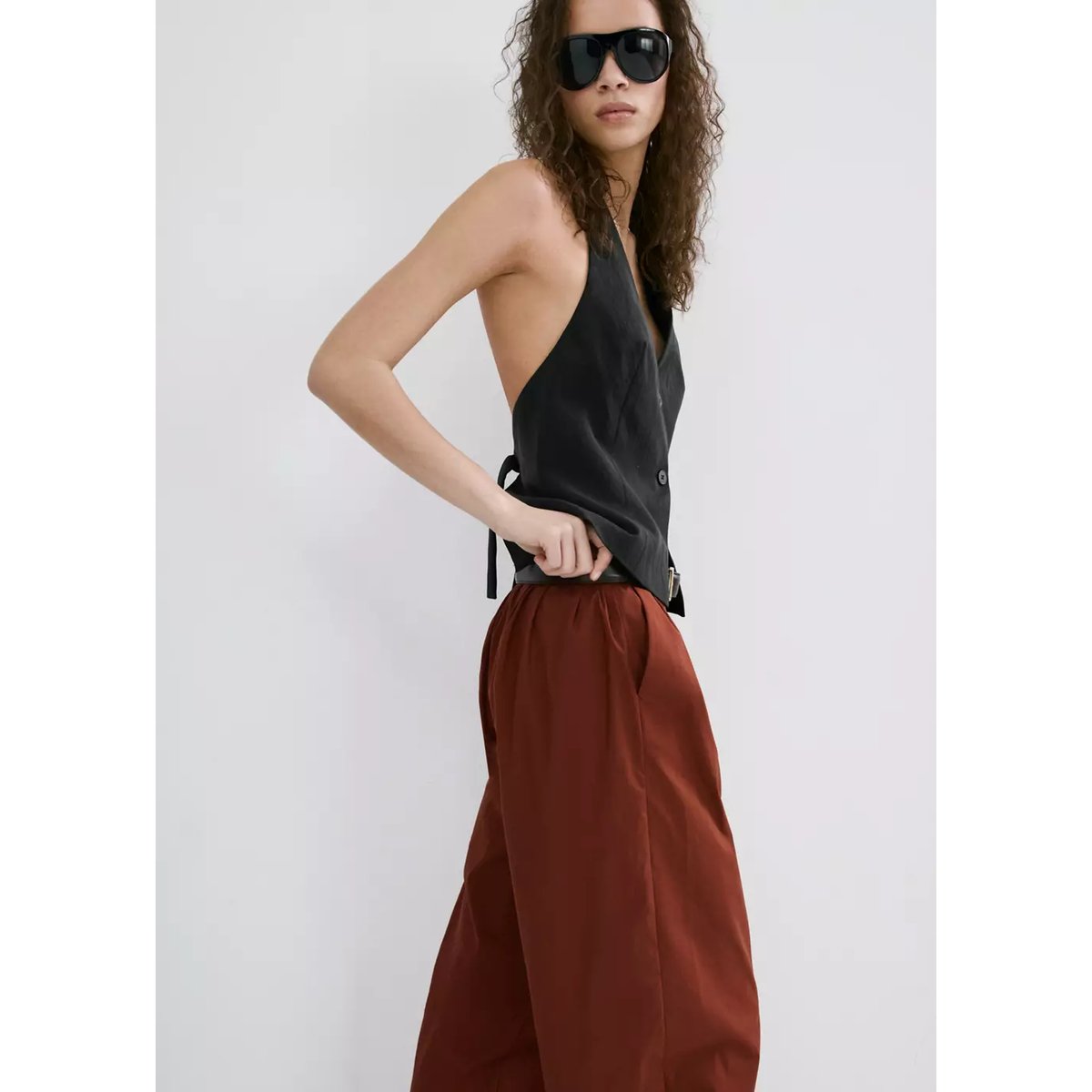 Gilet de costume lyocell noir, MANGO