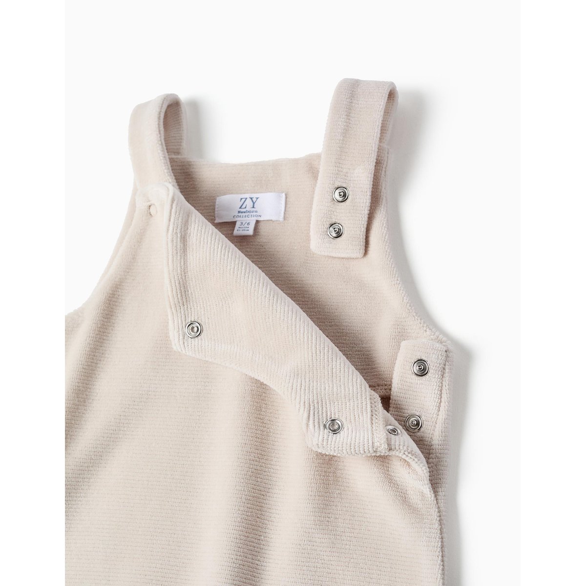 Ensemble body en coton + salopette en velours gris clair, ZIPPY