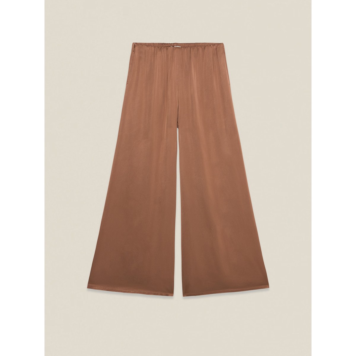 Pantalon palazzo en satin marron, OLTRE