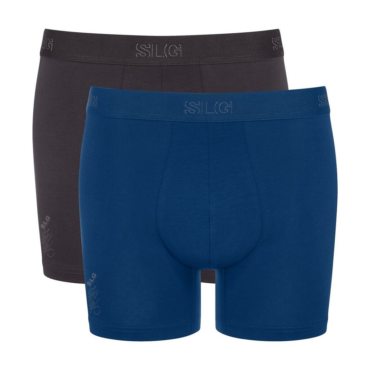 Lot de 2 boxers unis longs bleu marine + gris, SLOGGI