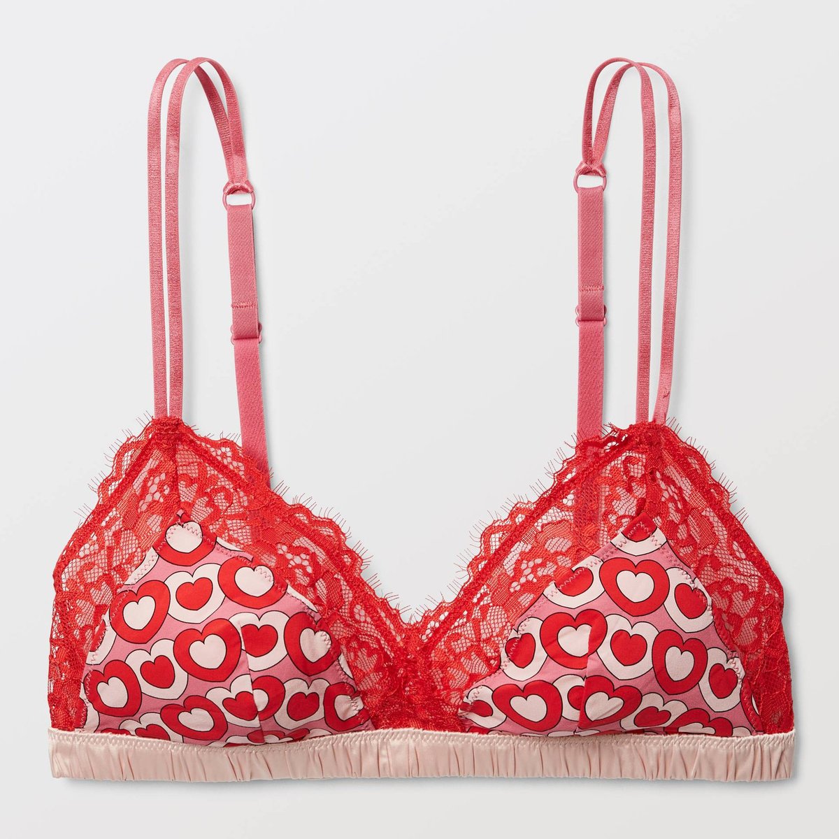 Soutien-gorge triangle ZOE en microfibre imprimée et dentelle patisserie, MONOPRIX