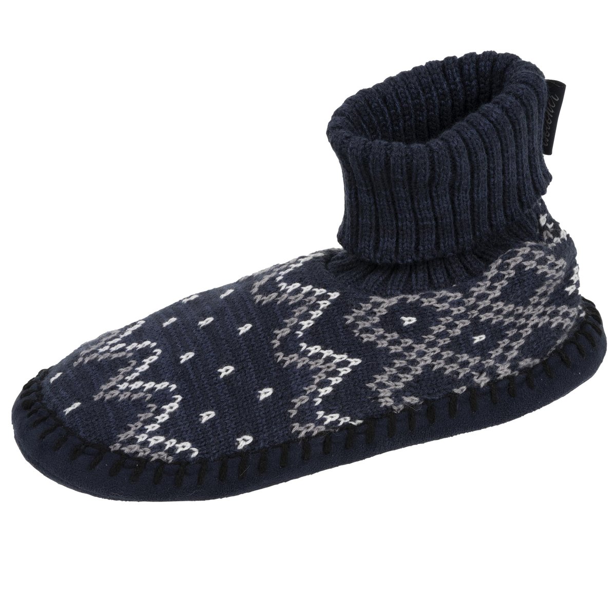 Chaussettes d'intérieur maille jacquard, picots antidérapants bleu, ISOTONER