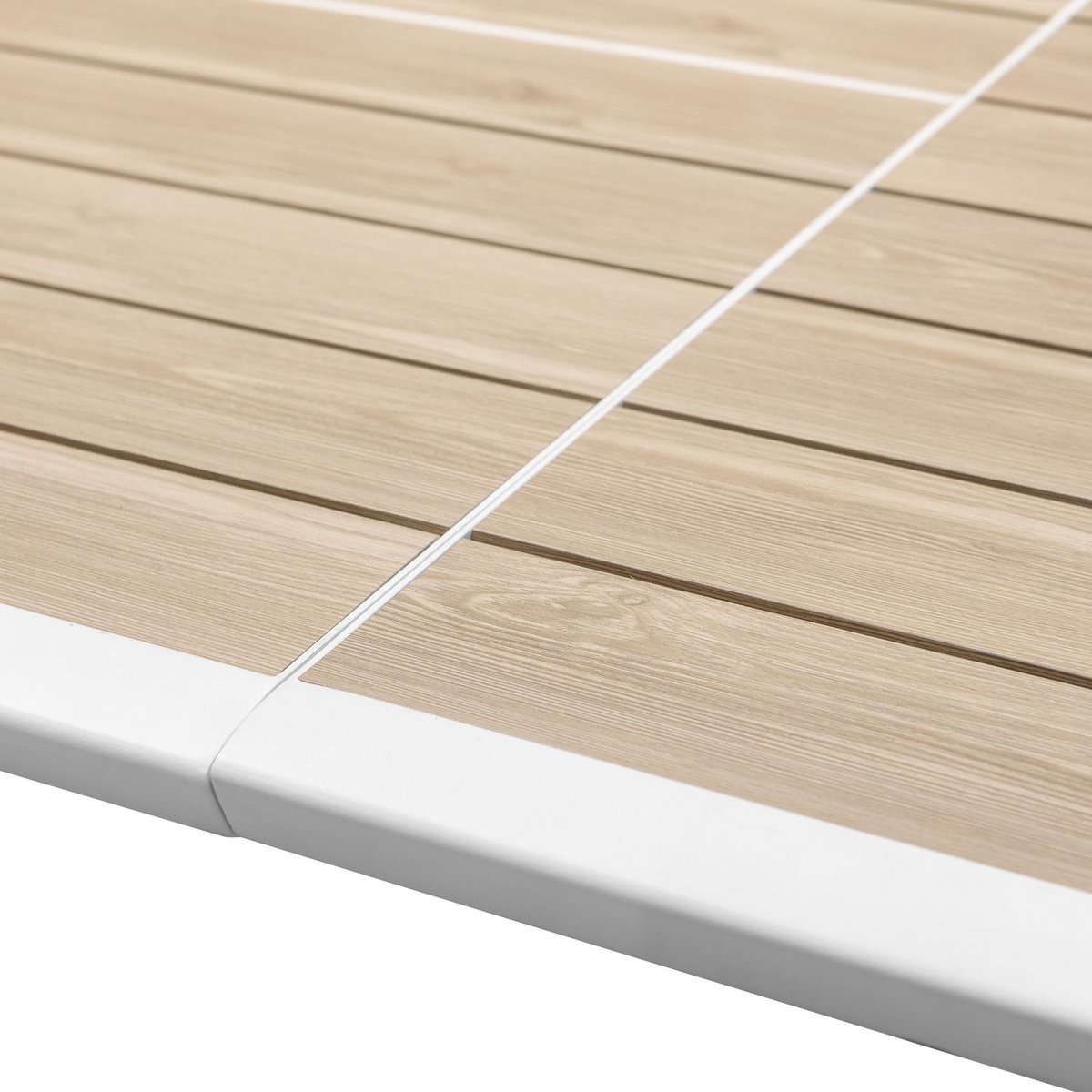 Table de jardin extensible en aluminium effet bois 12 places PAVANE beige, HESPERIDE