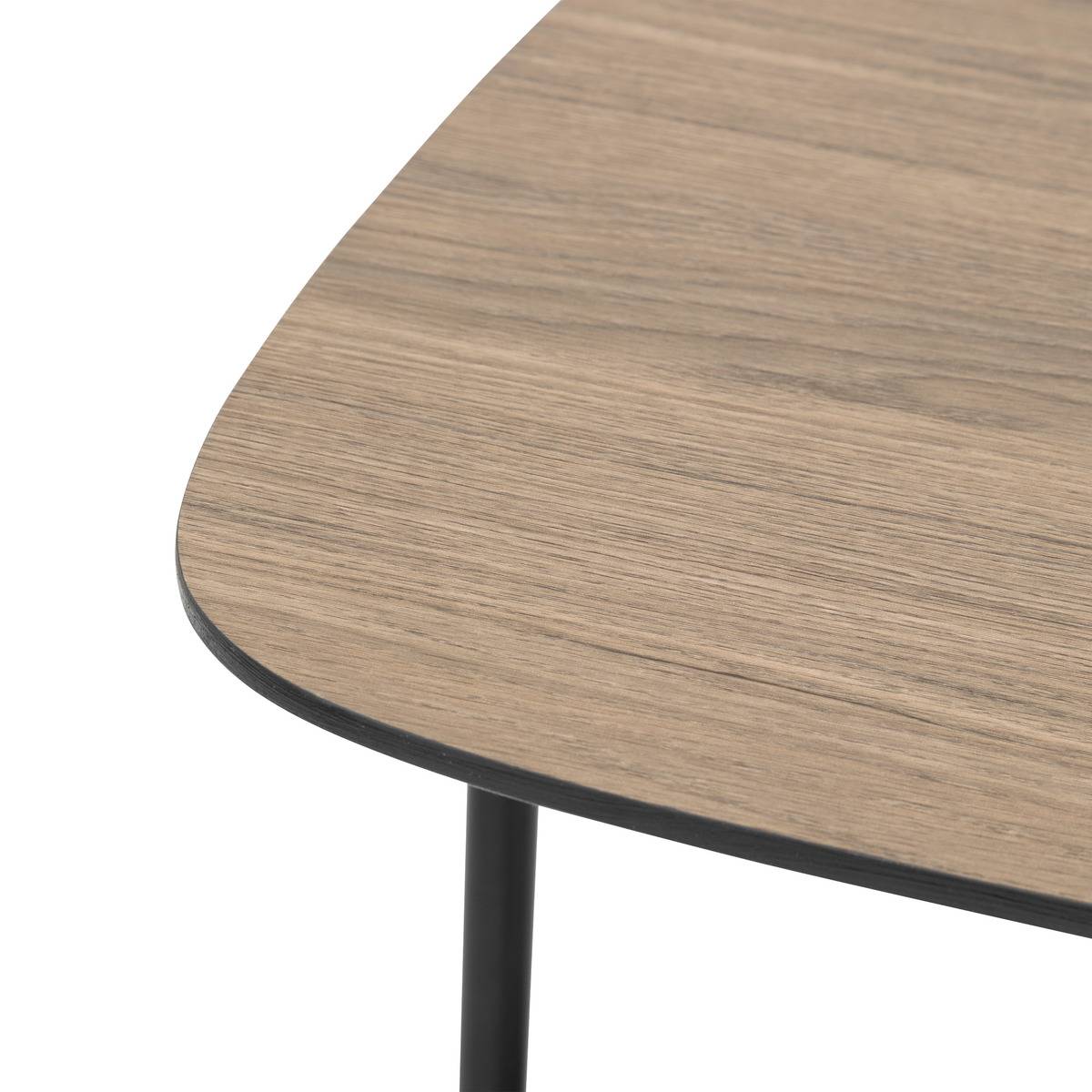 Table d’appoint 2 niveaux plateau effet bois HODIA noir, ATMOSPHERA