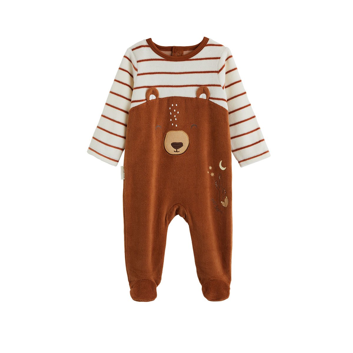 Pyjama bébé en velours Moka marron, PETIT BEGUIN