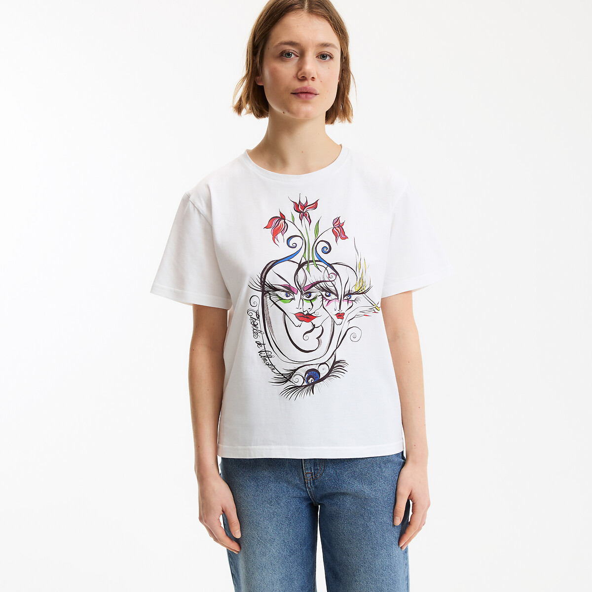 Graphic Print Crew Neck Short Sleeve T-Shirt white, CHARLES DE VILMORIN X LA REDOUTE