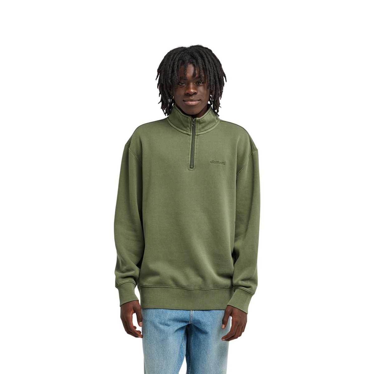 Sweat à 1/2 fermeture éclair LOWCASE PIGMENT vert bronze green, ELEMENT