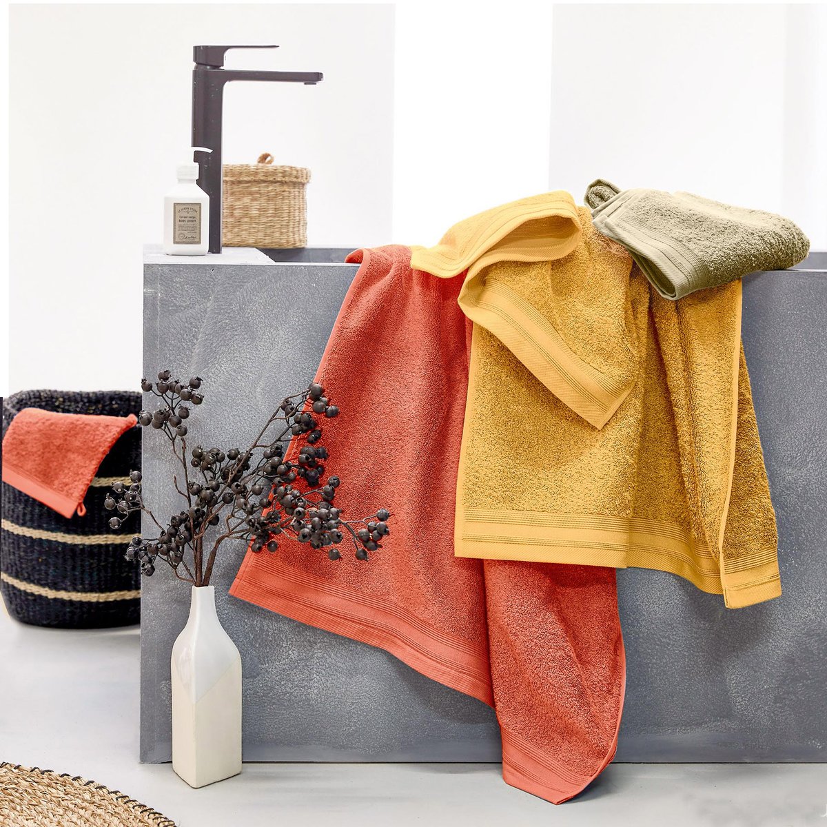 Linge de bain 100% coton peigné - DOUCEUR miel, TRADILINGE