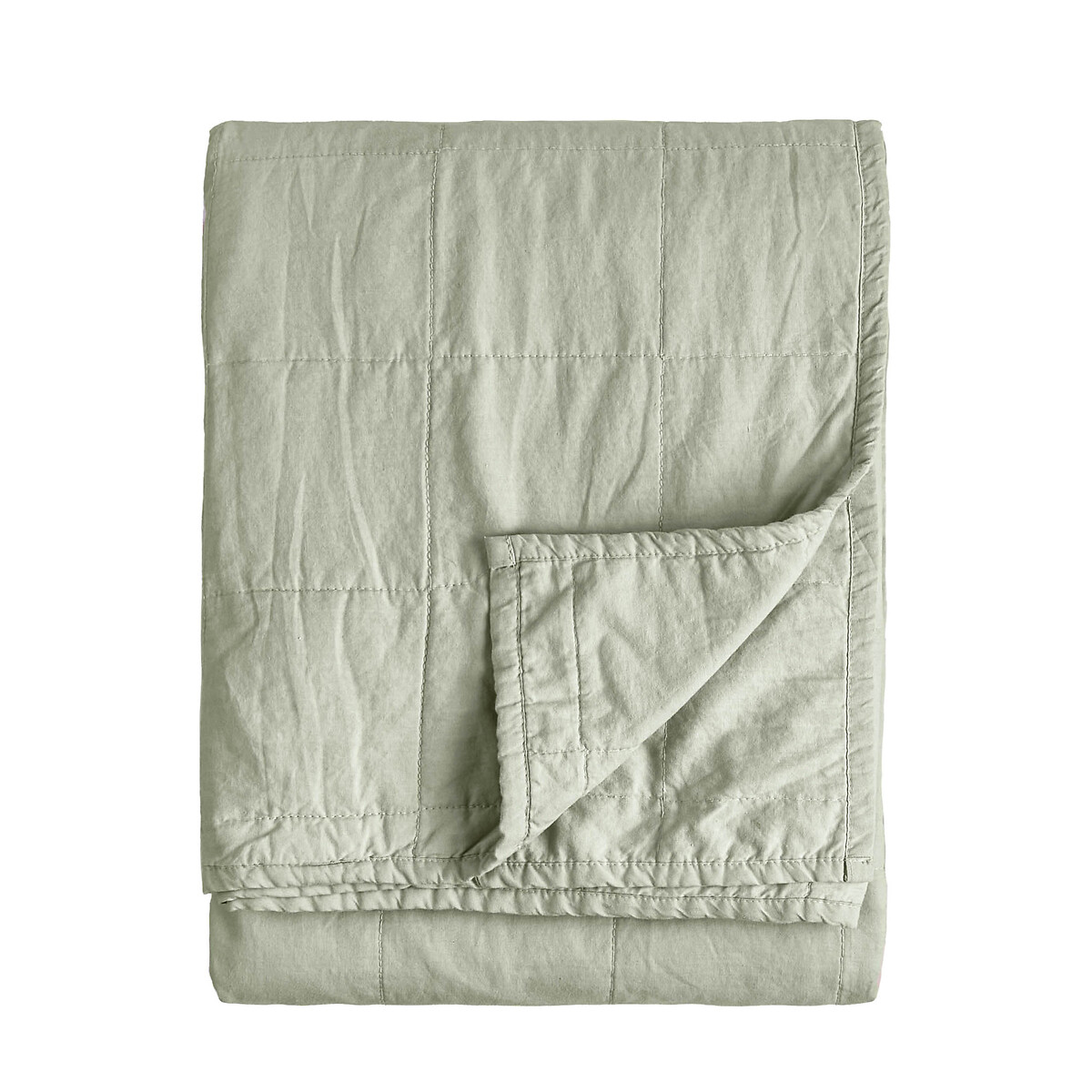 Hebden Quilted 100% Washed Cotton Bedspread- 265x265cm green, YARD